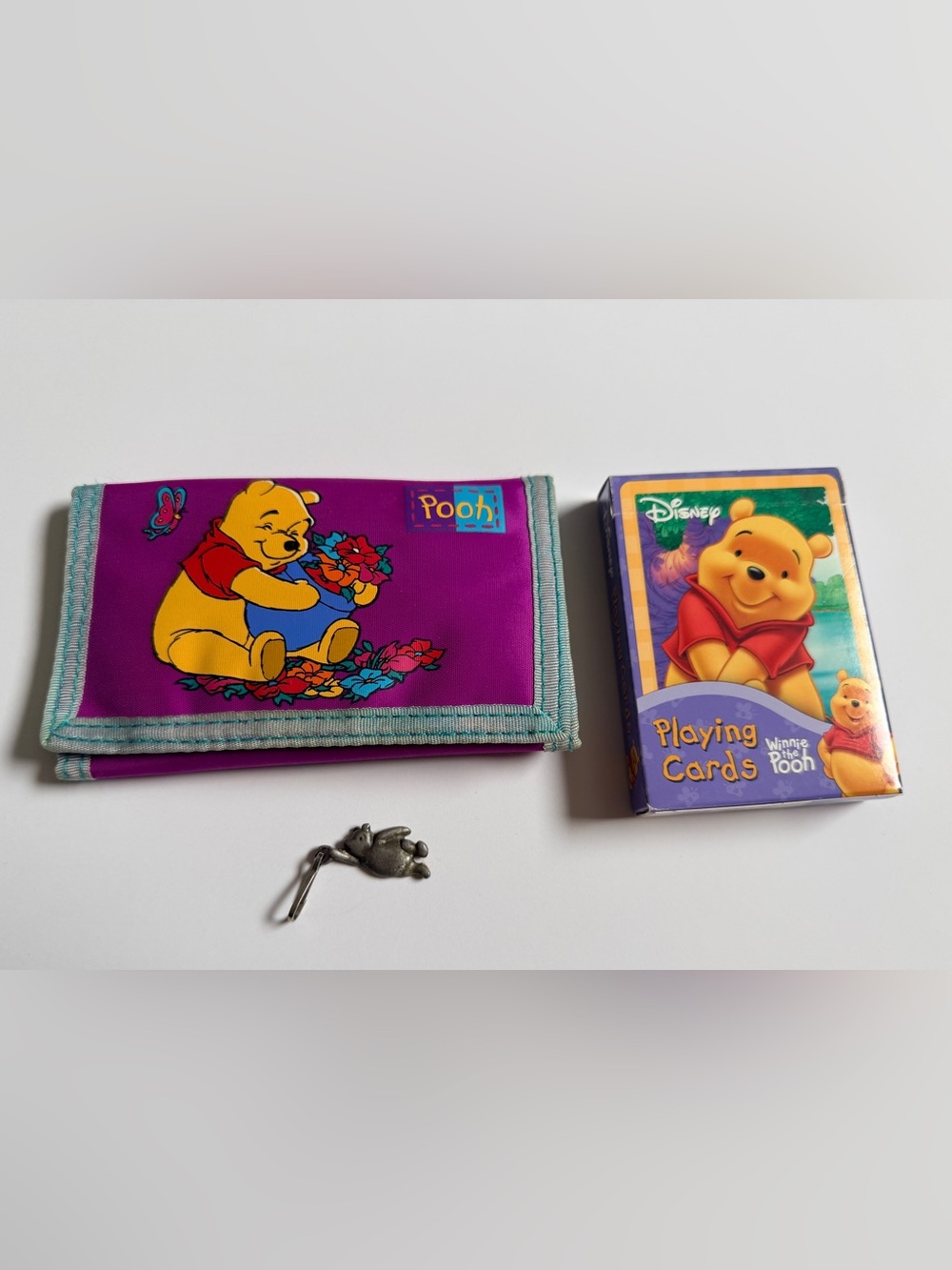 Vintage Disney Winnie the Pooh Lot – Playing Cards, Wallet & Keychain / zipper